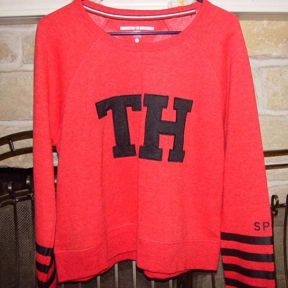 Great TOMMY HILFIGER Sweatshirt in RED/Black Sz.XL - Picture 1 of 4